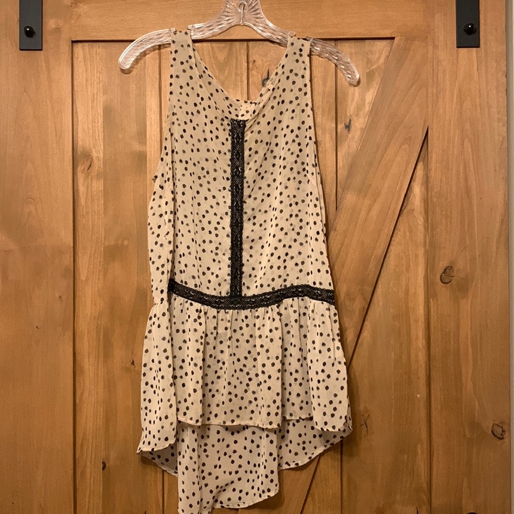 Stitch x Stitch Beige Polka-Dotted Anthro Sleeveless Tunic